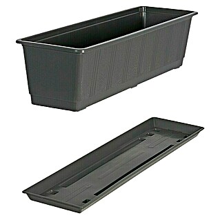 Geli Standard Jardinera para balcón con plato (Longitud exterior máx.: 60 cm, Antracita)