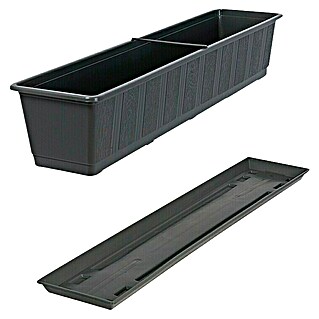 Geli Standard Jardinera para balcón con plato (Longitud exterior máx.: 80 cm, Antracita)