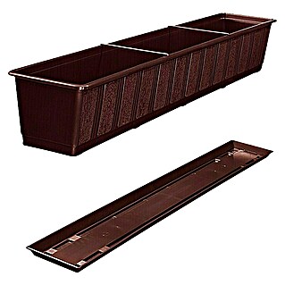 Geli Standard Jardinera para balcón con plato (Longitud exterior máx.: 100 cm, Marrón)
