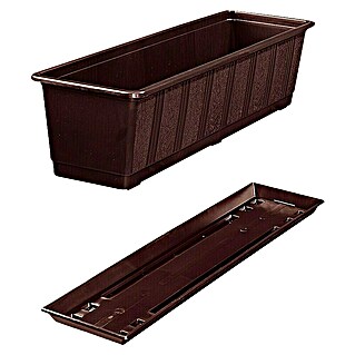 Geli Standard Jardinera para balcón con plato (Longitud exterior máx.: 60 cm, Marrón)