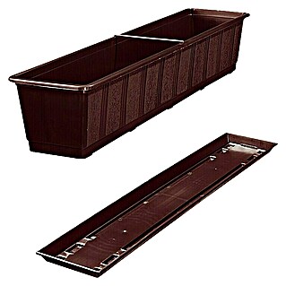 Geli Standard Jardinera para balcón con plato (Longitud exterior máx.: 80 cm, Marrón)