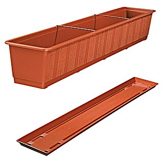 Geli Standard Jardinera para balcón con plato (Longitud exterior máx.: 100 cm, Terracota)