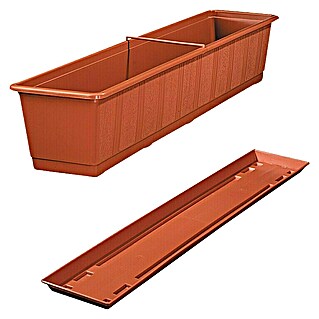 Geli Standard Jardinera para balcón con plato (Longitud exterior máx.: 80 cm, Terracota)