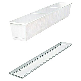 Geli Standard Jardinera para balcón con plato (Longitud exterior máx.: 100 cm, Blanco)