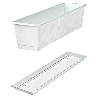 Geli Standard Jardinera para balcón con plato (Longitud exterior máx.: 60 cm, Blanco)