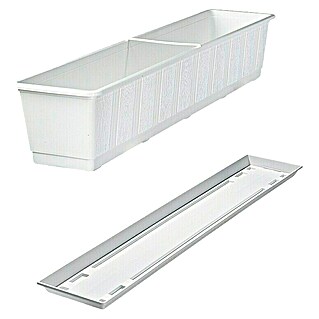 Geli Standard Jardinera para balcón con plato (Longitud exterior máx.: 80 cm, Blanco)