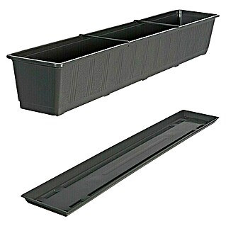 Geli Standard Jardinera para balcón con plato (Longitud exterior máx.: 100 cm, Antracita)
