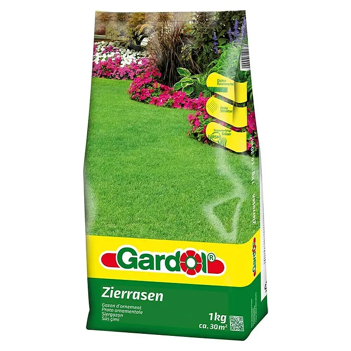 Gardol Rasensamen Zierrasen - 1 kg, 30 m² - Ein Sack Zierrasen der Marke Gardol, ideal für einen dichten und strapazierfähigen Rasen im Garten.