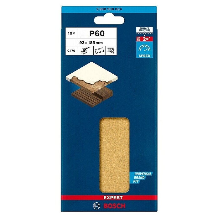 Bosch Expert Schuurpapier C470 (Korreling: 60, 10 st., b x l: 93 x 186 mm) | BAUHAUS
