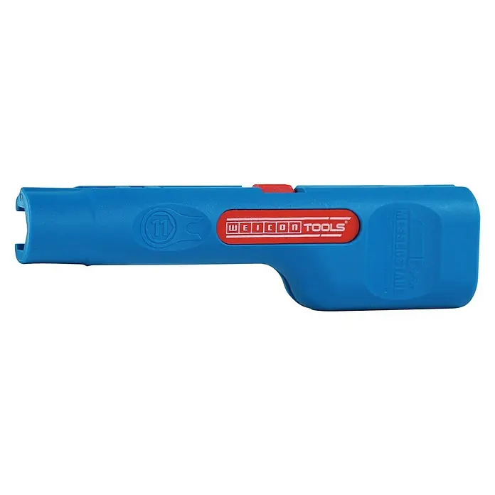 Weicon Kabelentmanteler Coax-Stripper No. 1 F Plus - Blau, Rot, Passend für: Koaxialkabel, bzw. Antennen- und Übertragungskabel - Das blaue Weicon Tools Messer 11 mit rotem Logo ist ein hochwertiges Werkzeug zum präzisen Schneiden von Kabeln und Isolierungen.