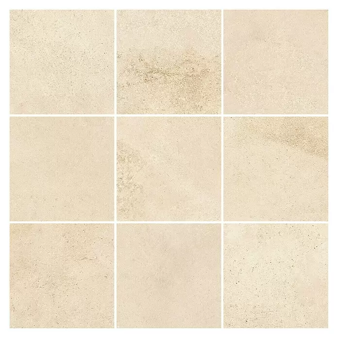 Queens Mosaikfliese 10 x 10 - 29,8 x 29,8 cm, Beige, Matt - Beige strukturierte quadratische Fliesen für Boden oder Wände.
