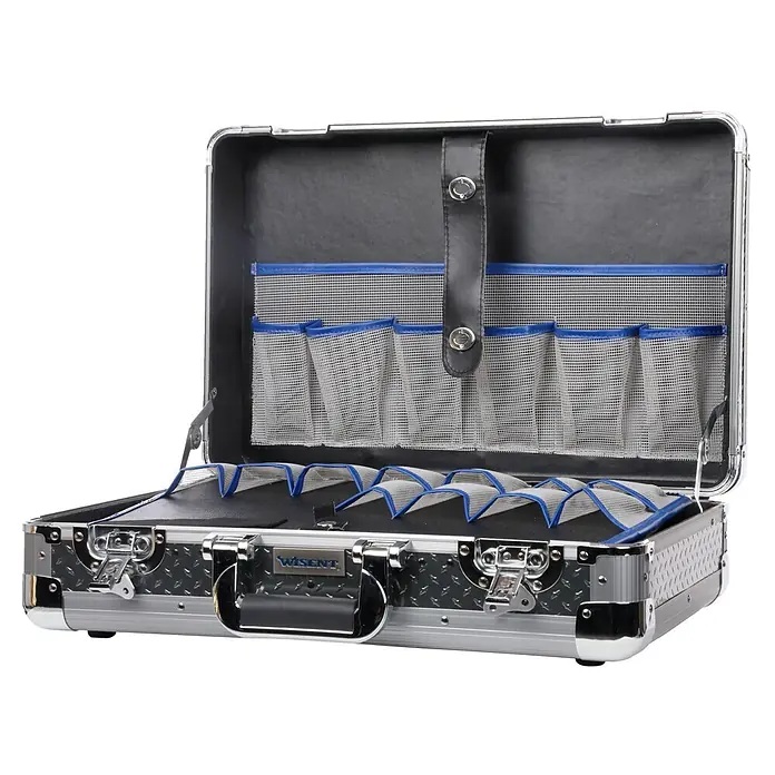 Wisent Maschinenkoffer Premium TC Pro - L x B x H: 505 x 157 x 330 mm, Max. Ladegewicht: 10 kg, Ohne Werkzeug - Offener Werkzeugkoffer mit Fächern. Robuster Aluminiumkoffer mit Innenfächern für Werkzeuge und Zubehör, ideal für Profis.