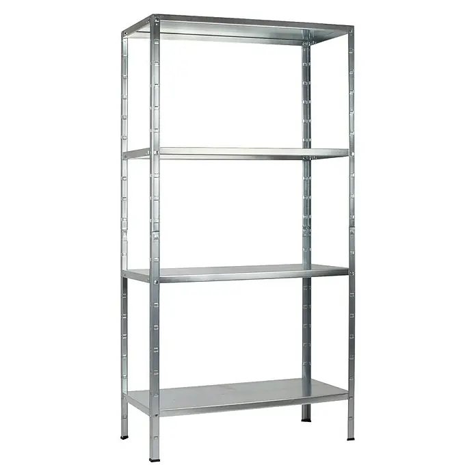 Regalux Metallregal Verzinkt - B x T x H: 80 x 30 x 150 cm, Metall, Silber, Traglast pro Boden: 50 kg - Silbernes Regal mit vier Ablagen. Ideal für Lagerung und Organisation in Werkstatt oder Keller.\n