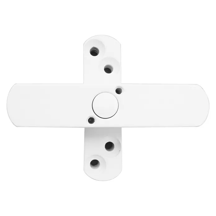 Bever Fenstersicherung Stuco Safe S21 - Zweiflügelig, Weiß - Ein weißes, kreuzförmiges Fenstergriff-Element mit Bohrlöchern für die Montage.Ideal für Fensterreparatur & -erneuerung.
