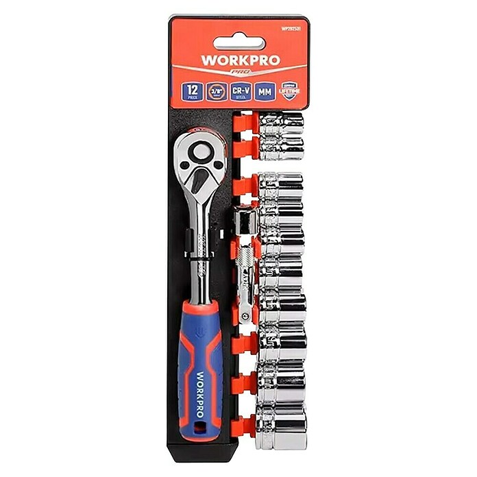 Juego de insertos para llaves de vaso Workpro (⅜″, 12 pzs.) | BAUHAUS