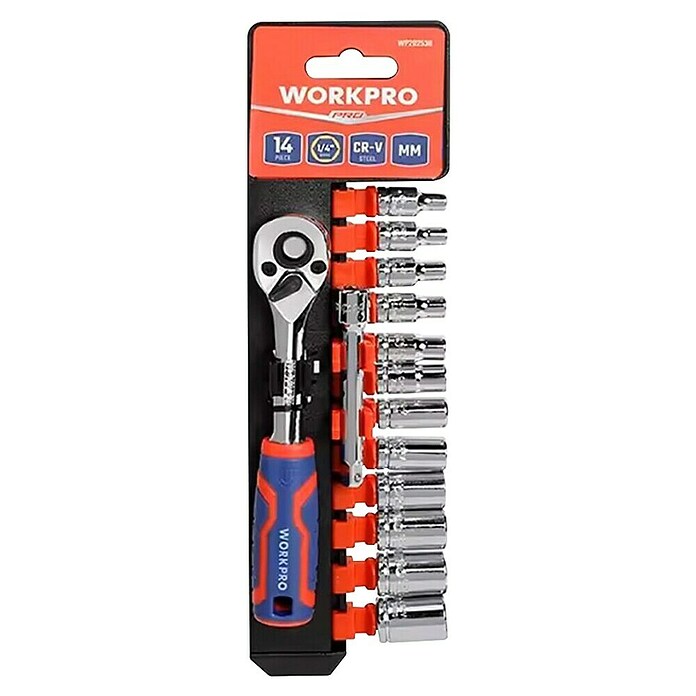 Juego de insertos para llaves de vaso Workpro (¼″, 14 pzs.) | BAUHAUS