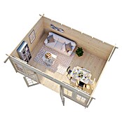 Palmako Caseta de jardín (Madera, 14,2 m², Espesor de pared: 44 mm, Natural)