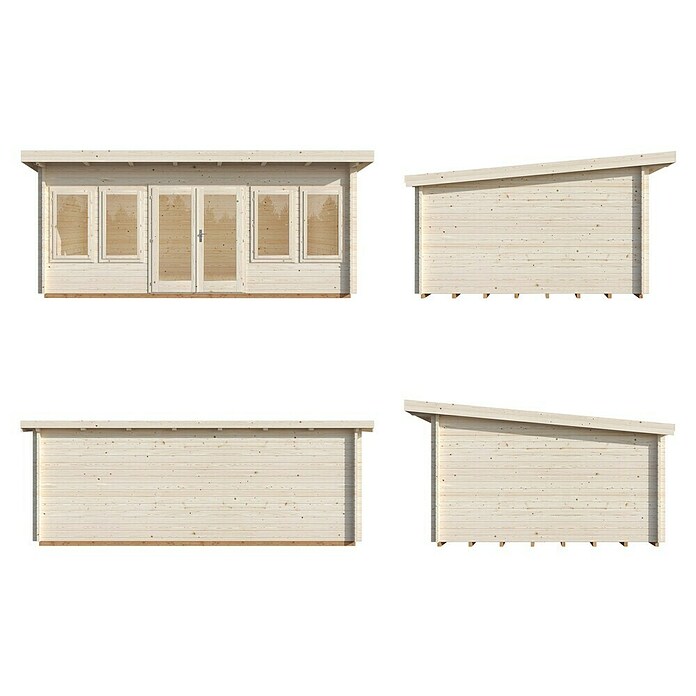 Palmako Caseta de jardín (Madera, 14,2 m², Espesor de pared: 44 mm, Natural)