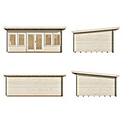 Palmako Caseta de jardín (Madera, 14,2 m², Espesor de pared: 44 mm, Natural)