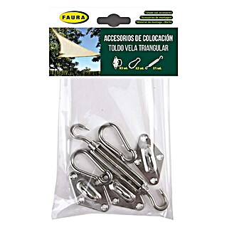 Faura Kit de accesorios para toldo vela (Plateado, 6 pzs., Específico para: Toldo vela triangular)