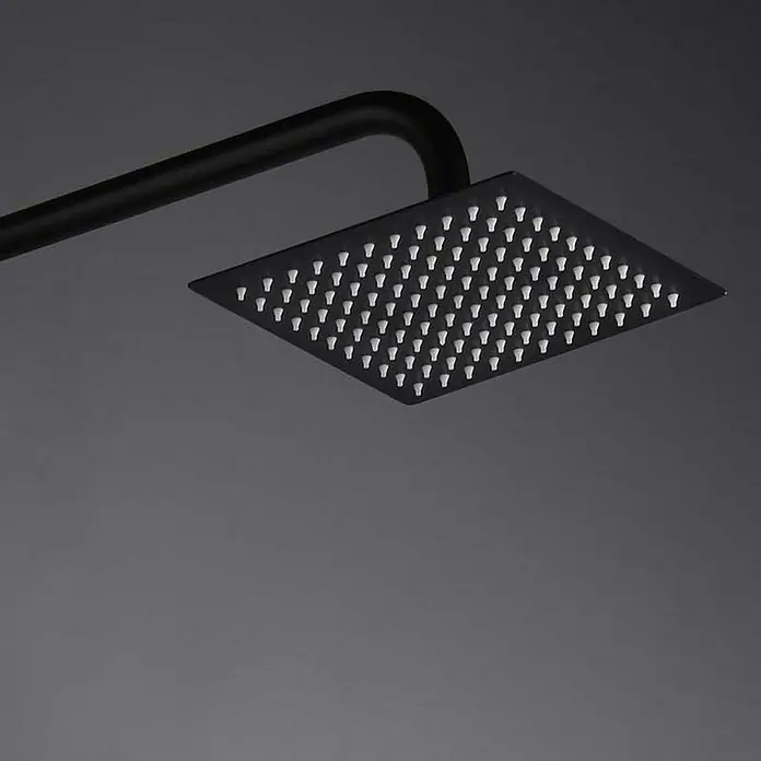 Camargue Adriatic Sistema de ducha - Con grifo monomando, Negro - Rociador de ducha negro con diseño cuadrado y boquillas finas para una experiencia relajante. Accesorio moderno y elegante.