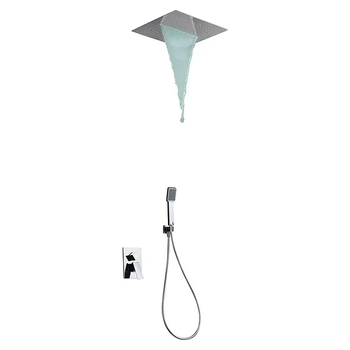 Imex Sistema de ducha empotrado Málaga - Cromo - Conjunto de ducha con rociador, teleducha y grifo. Diseño moderno para una experiencia de ducha lujosa. Acabado de alta calidad y fácil instalación.