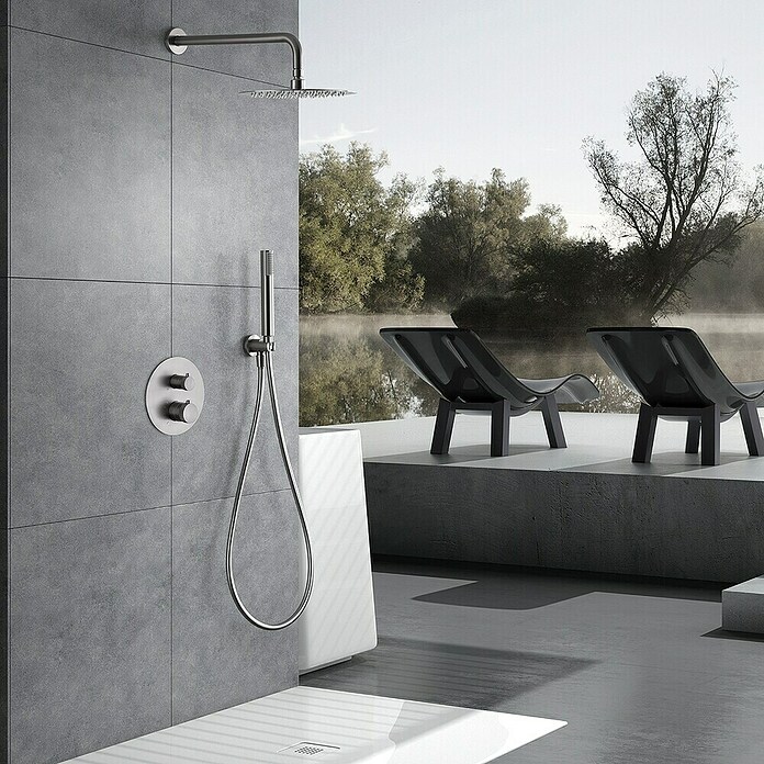Imex Line Sistema de ducha empotrado (Cartucho del termostato, Niquel) | BAUHAUS