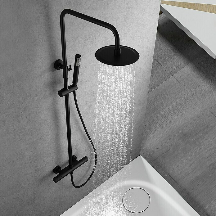 Imex Line Sistema de ducha / bañera (Con grifo termostático, Distancia entre orificios: 15 cm, Número de tipos de chorro: 1 ud., Negro) | BAUHAUS