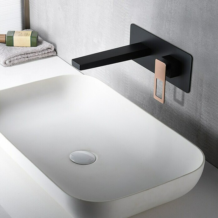 Imex Suecia Grifo de lavabo empotrado (Negro/Oro rosa)
