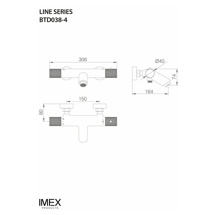 Imex Line Grifo termostático de bañera (Gris/champán) | BAUHAUS