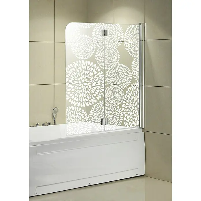 Corniche Badewannenaufsatz Fireworks - B x H: 125 x 140 cm, 2 Stk., Silber - Elegante Badewannenabtrennung mit floralem Design. Die Duschwand bietet einen stilvollen Spritzschutz beim Duschen und Baden.