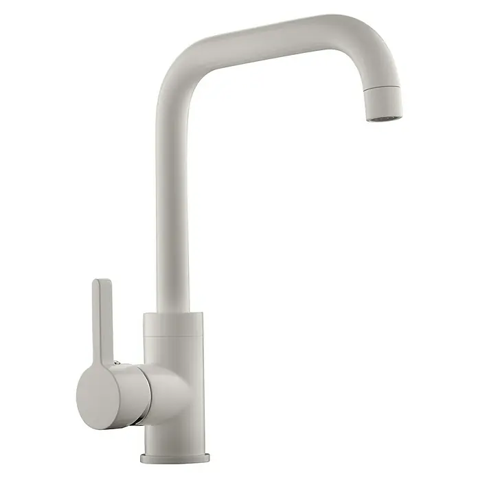 Grifo de cocina Salome - Blanco - Elegante grifo de cocina blanco de estilo moderno, con un caño curvo y una práctica palanca lateral para un fácil control del agua.