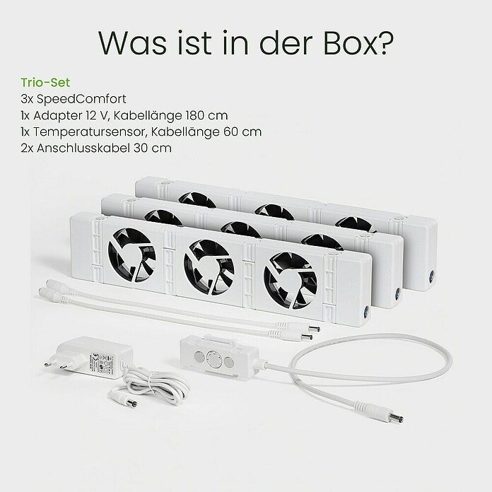 SpeedComfort Heizkörperventilator Trio-Set (L x H: 34 x 2,5 cm, Weiß, 3 Stk.) | BAUHAUS