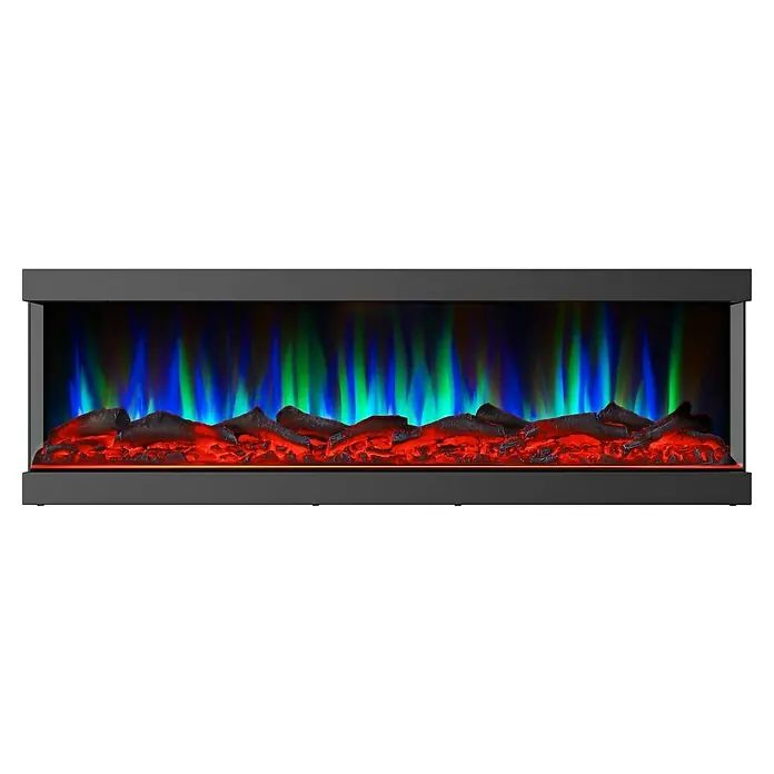 Voltomat HEATING Chimenea eléctrica de pie o mural - Negro, 900 W - 1.800 W, 14,5 x 107 x 39,5 cm - Elegante inserción de chimenea eléctrica con troncos simulados y llamas de colores para un ambiente acogedor en cualquier habitación.