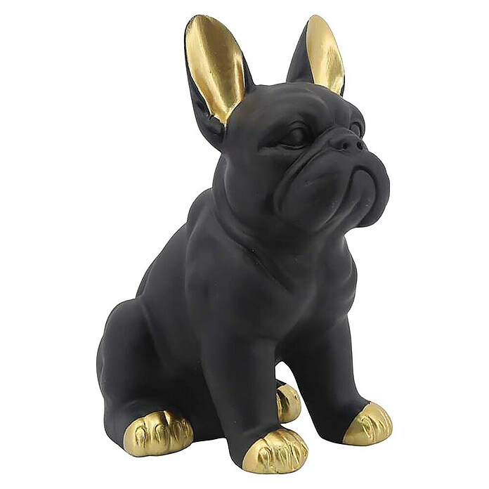 Dekofigur Goldohr Bulldogge (Höhe: 23 cm, Schwarz/Gold) | BAUHAUS