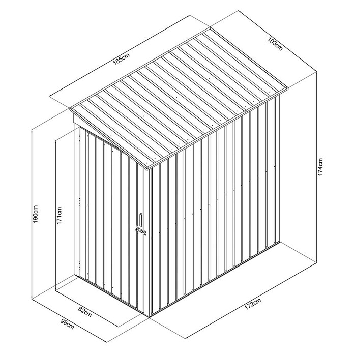 Floraworld Gerätehaus (Außenmaß inkl. Dachüberstand (B x T): 103 x 172 cm, Stahl) | BAUHAUS