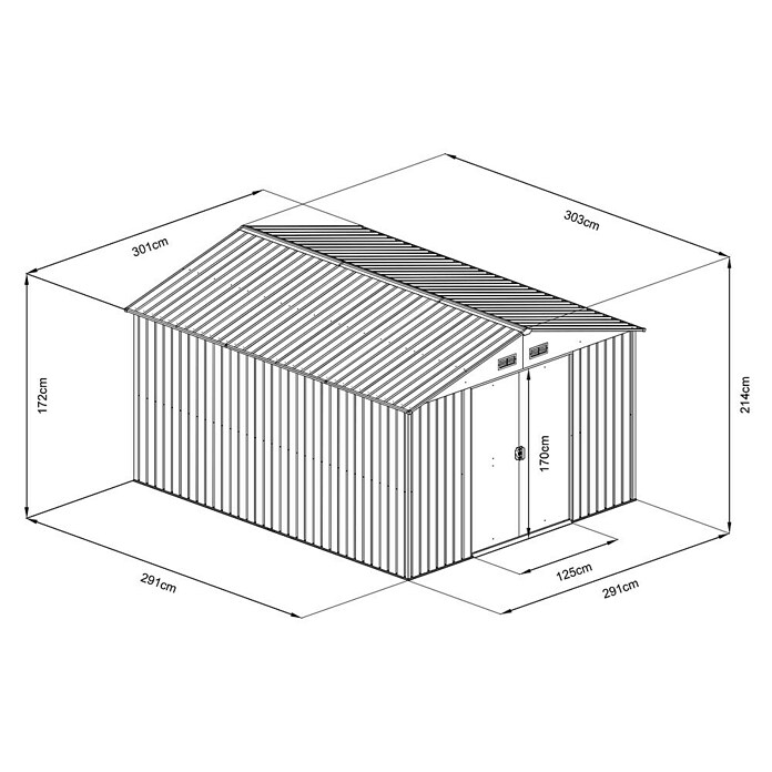 Floraworld Gerätehaus (Außenmaß inkl. Dachüberstand (B x T): 301 x 303 cm, Stahl) | BAUHAUS