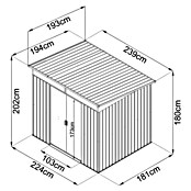 Floraworld Gerätehaus Lightline (Außenmaß inkl. Dachüberstand (B x T): 239 x 193 cm, Stahl, Anthrazit) | BAUHAUS