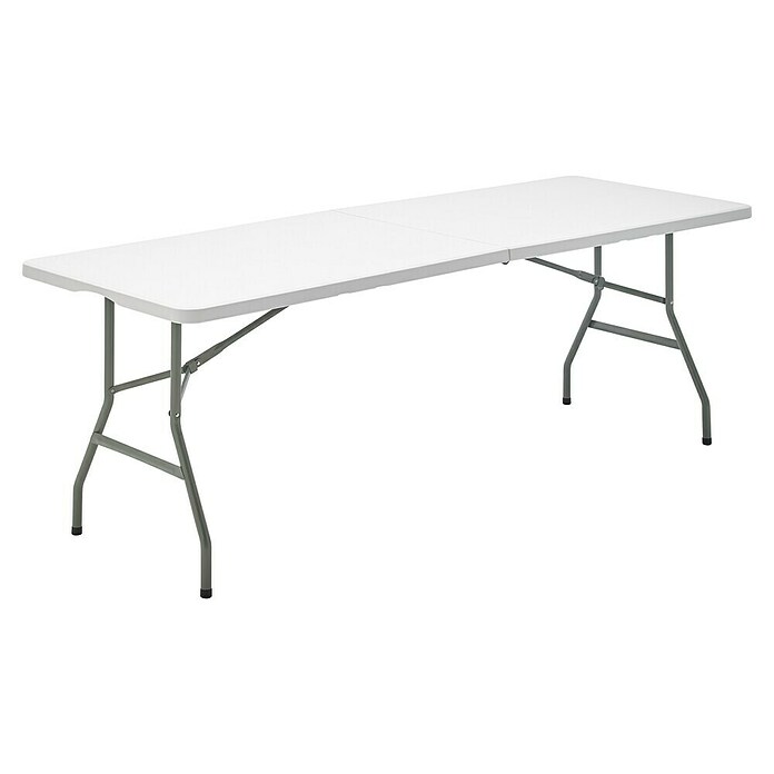 Mesa plegable Every (L x An x Al: 200 x 74 x 74 cm, Acero/HDPE, Blanco roto, Abatible) | BAUHAUS