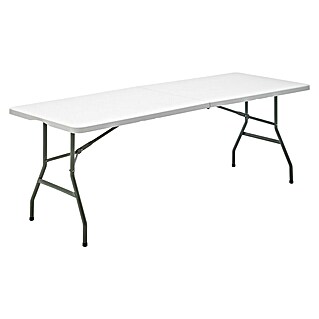 Mesa de jardín Every (L x An x Al: 200 x 74 x 74 cm, Acero/HDPE, Blanco roto, Abatible)