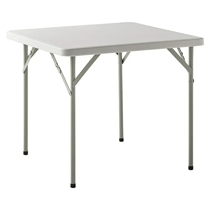 Mesa de jardín Every - L x An x Al: 84 x 84 x 74 cm, Acero/HDPE, Blanco roto, Abatible - Una mesa blanca cuadrada y plegable. Perfecta para eventos o como mesa auxiliar, fácil de guardar y versátil.