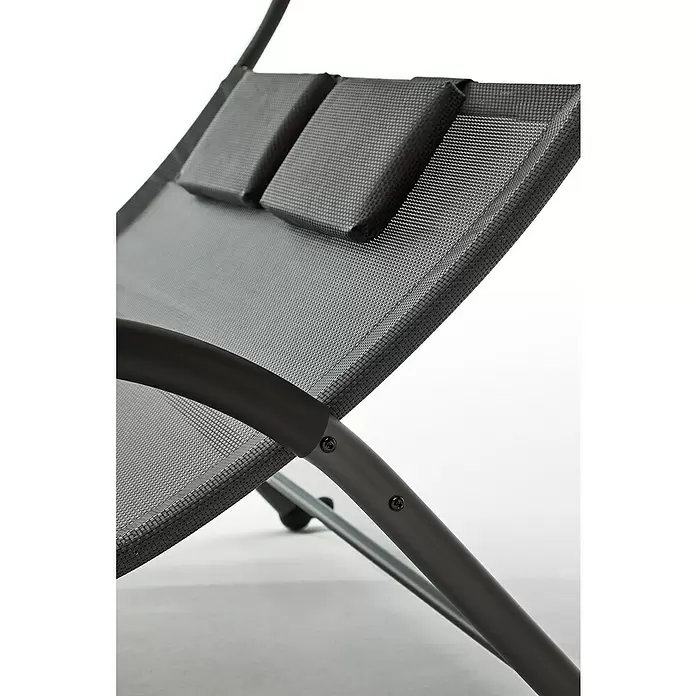 Tumbona de jardín Orio - An x Pr: 135 x 195 cm, Gris - Tumbona de malla gris oscuro con estructura metálica y dos cojines reposacabezas.