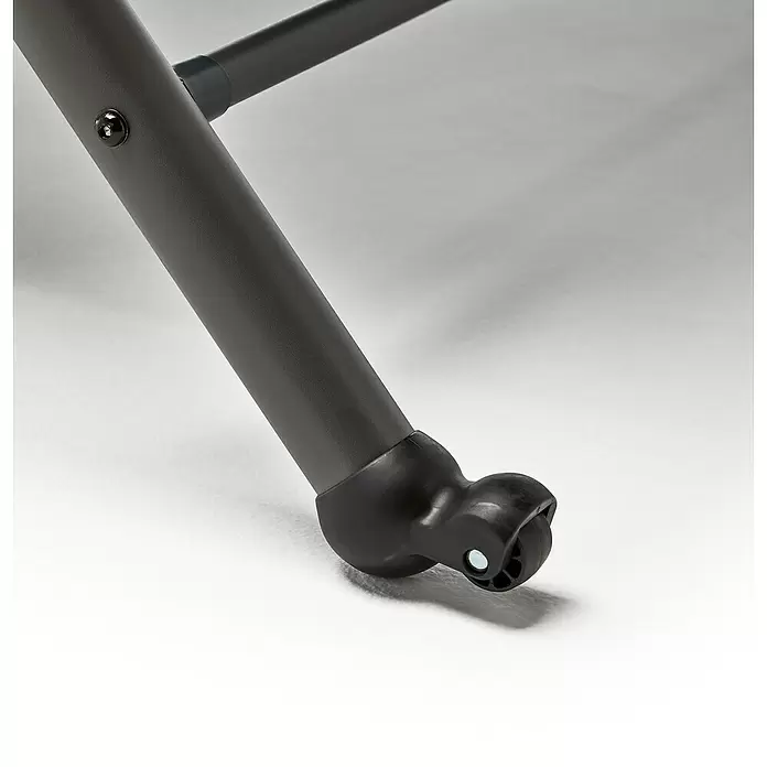 Tumbona de jardín Orio - An x Pr: 135 x 195 cm, Gris - Pata tubular gris oscuro con rueda negra y tornillo visible.