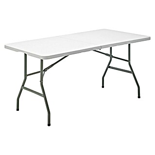 Mesa de jardín Every (L x An x Al: 152 x 70 x 74 cm, Acero/HDPE, Blanco roto, Abatible)