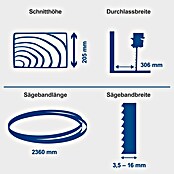 Scheppach Bandsäge Basa 3.0 v (400 V/50 Hz, 700 W, Tischschwenkbarkeit: -8 bis +45°, Größe Arbeitstisch: 548 x 400 mm)