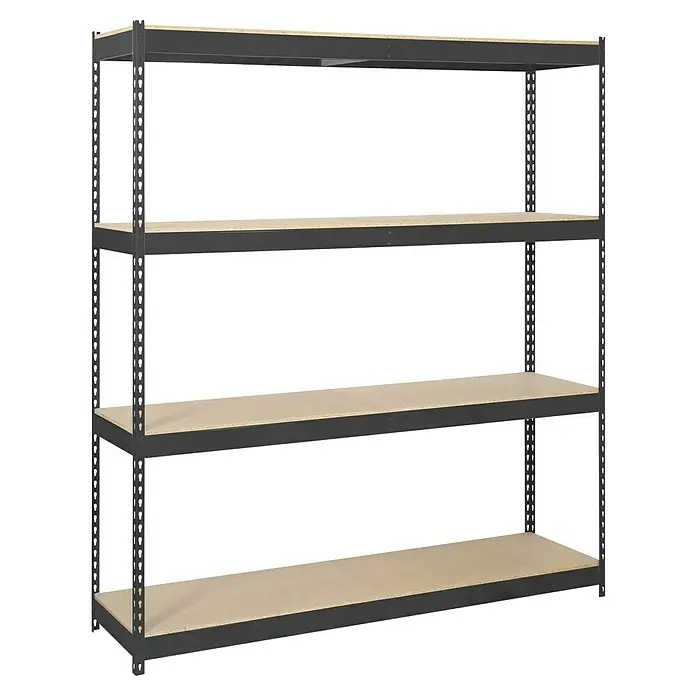 Simonrack Ecoforte Estantería para cargas pesadas Chipboard - Al x An x Pr: 200 x 150 x 45 cm, Capacidad de carga por balda: 400 kg, Número de baldas: 4 ud., Inserción, Antracita/Madera - Estantería robusta de cuatro niveles, ideal para el almacenamiento y la organización en garajes, sótanos o talleres.