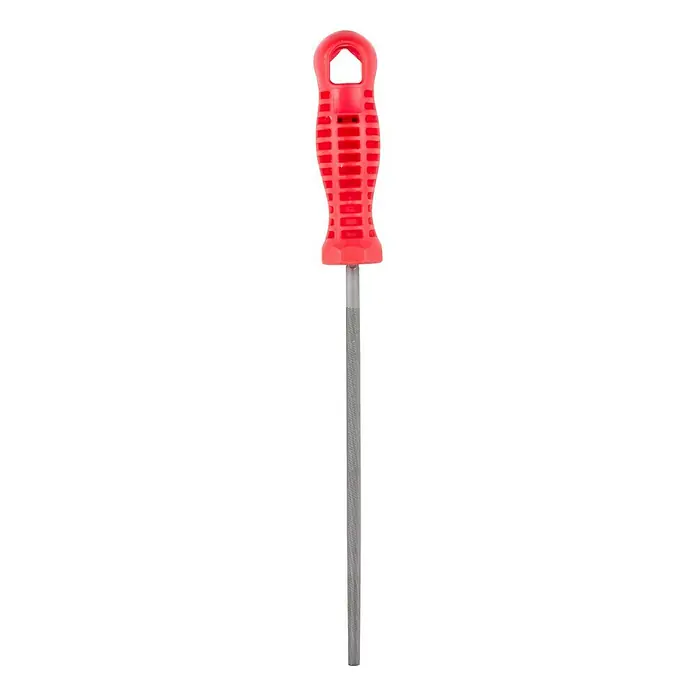 Wisent Rundfeile - Hieb: 2/Mittel, Länge Feilenblatt: 200 mm - Runde Schlüsselfeile mit rotem Griff. Das Werkzeug ist ideal zum Entgraten und Formen von Metall, Kunststoff und Holz.