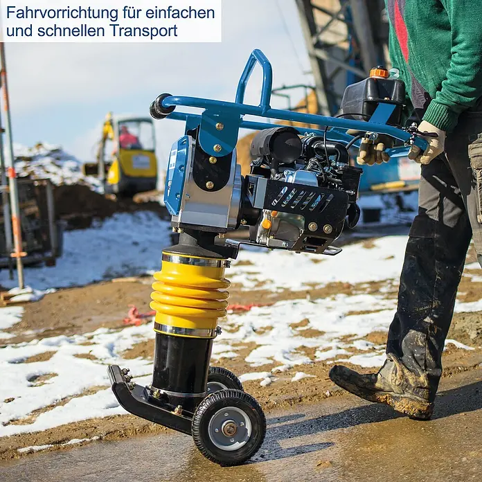 Scheppach Vibrationsstampfer VS1000 - 4 kW - Verdichtung leicht gemacht. Die Stampfer mit Fahrvorrichtung für einfachen und schnellen Transport.