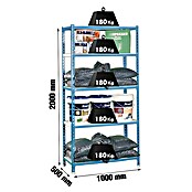 Simonrack Simonclick Estantería metálica Plus (Al x An x Pr: 200 x 100 x 50 cm, Número de baldas: 5 ud., Capacidad de carga por balda: 180 kg, Inserción, Azul/Blanco) | BAUHAUS