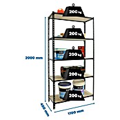 Simonrack Maderclick Estantería metálica Superplus (Al x An x Pr: 200 x 110 x 40 cm, Número de baldas: 5 ud., Capacidad de carga por balda: 200 kg, Inserción, Gris antracita) | BAUHAUS